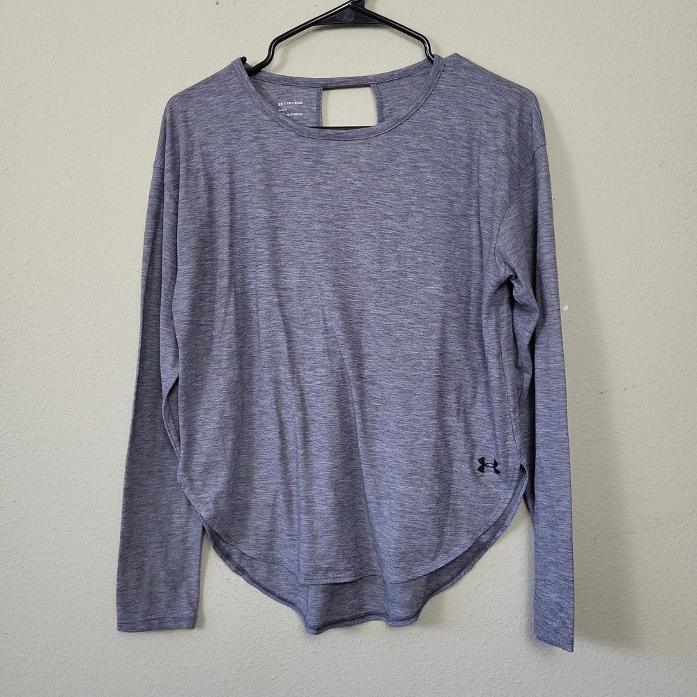 Under Armour Womens Gray Heat Gear Long Sleeve Pullover Basic Top Size XS